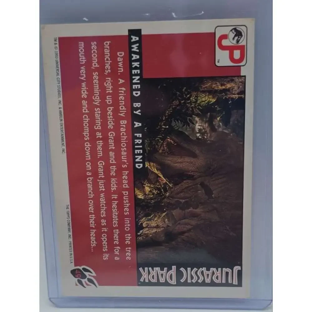 1993 Topps Jurassic Park Gold #49 Awakened by a Friend Card